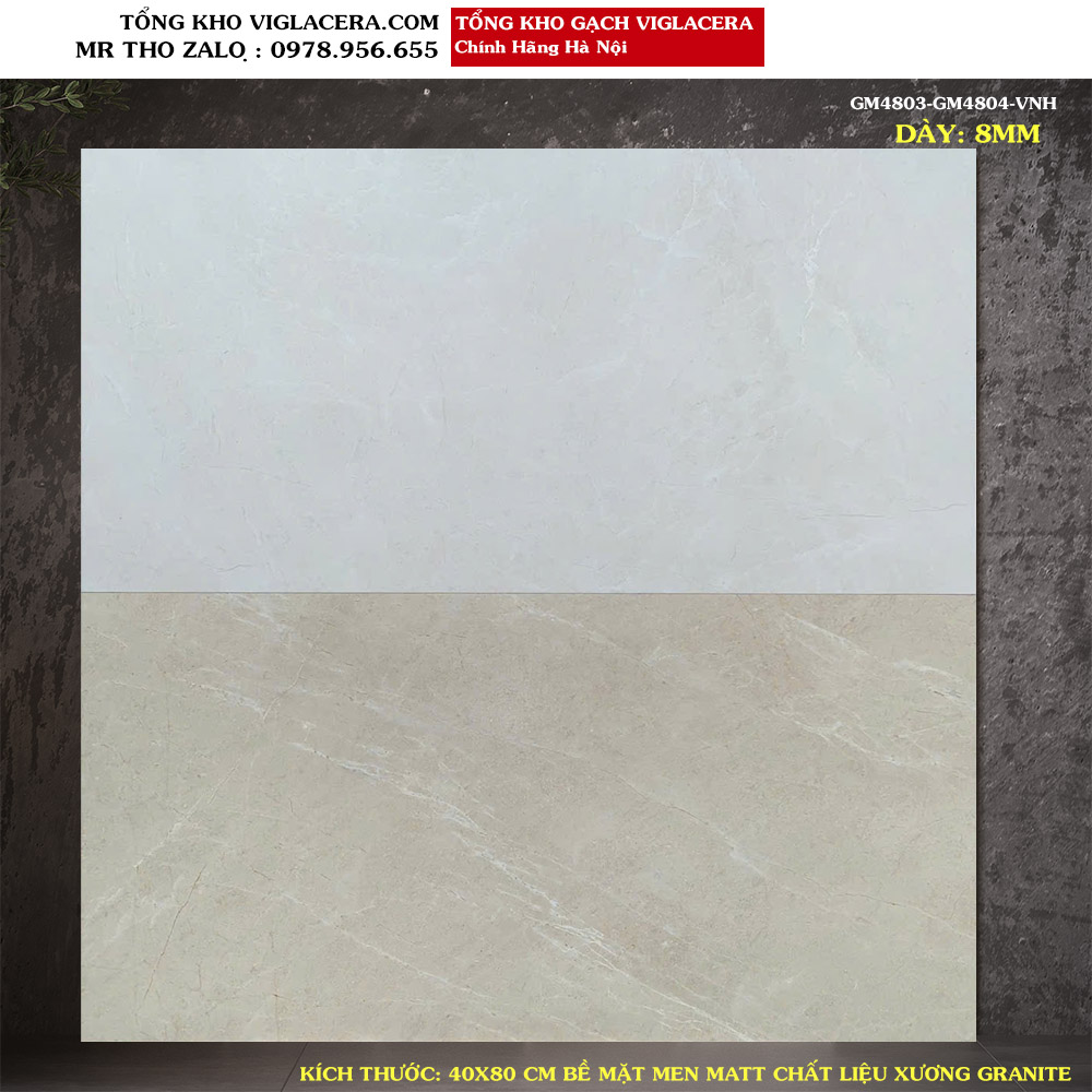 Gạch ốp tường Viglacera 40x80 GM4803-GM4804